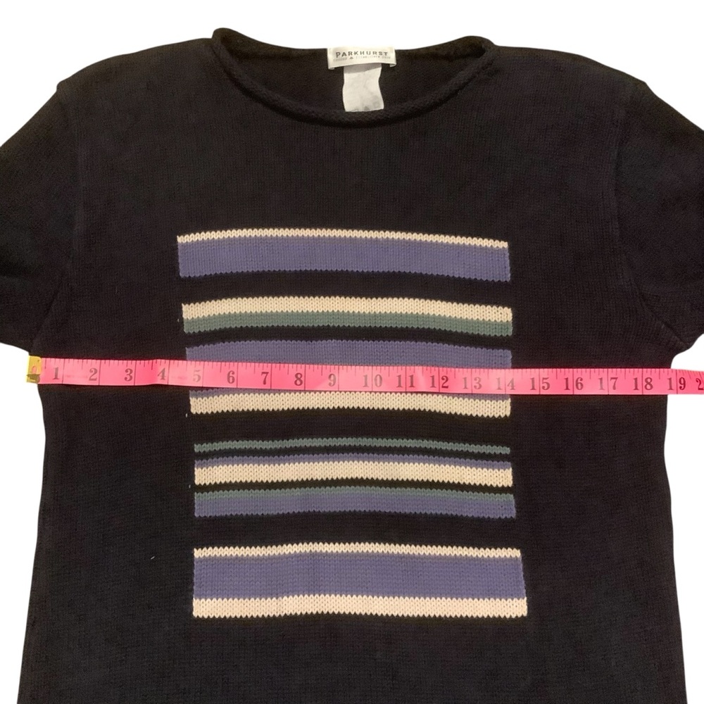 PARKHURST DARK BLUE STRIPED LONG SLEEVE KNIT SWEATER/ Size M - Picture 9 of 13